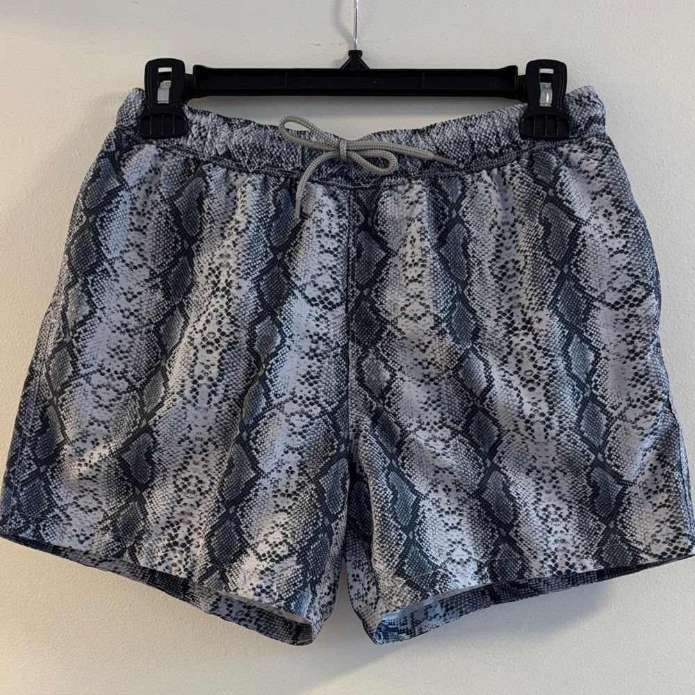 ASOS Monochrome Snake Print Swim Trunks